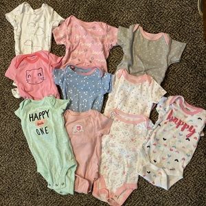 10 0-3mos baby girl onesies